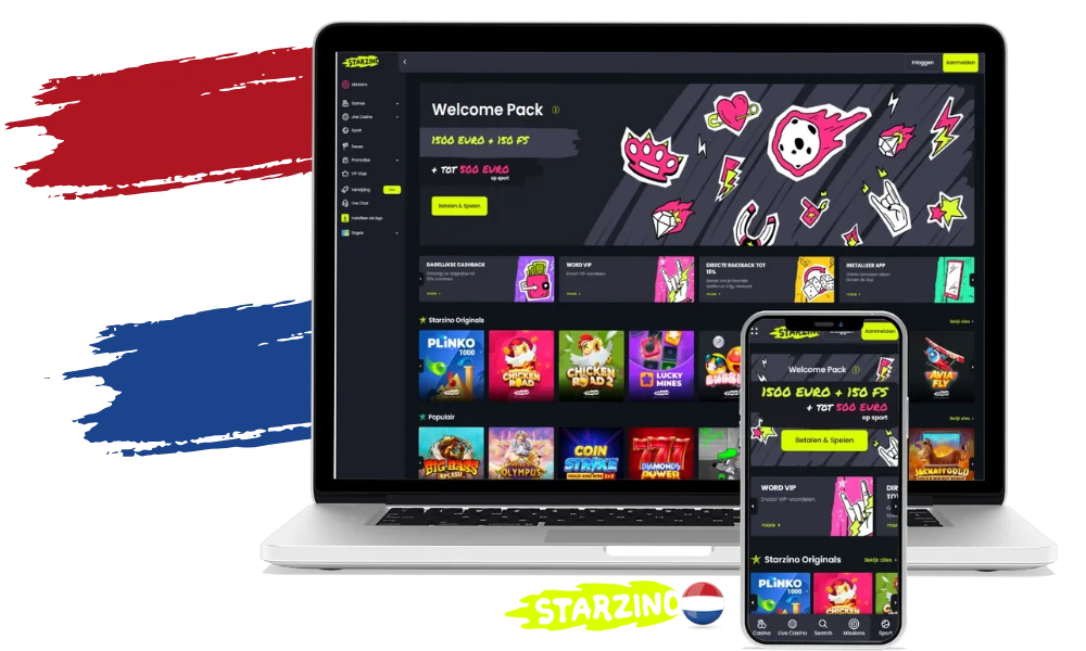 In Starzino kun je spelletjes spelen en wedden op sportwedstrijden